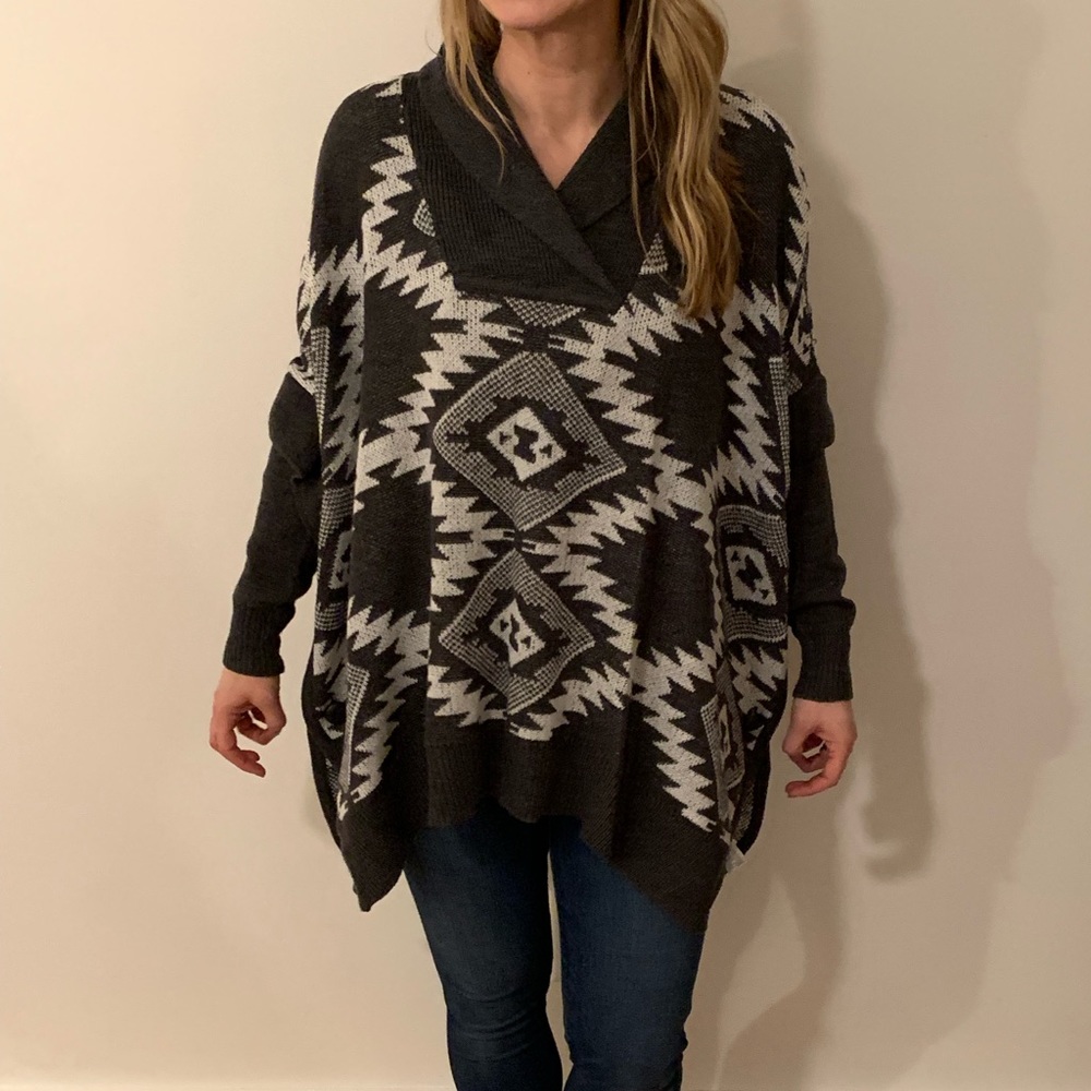 Navajo Print Pancho Sweater